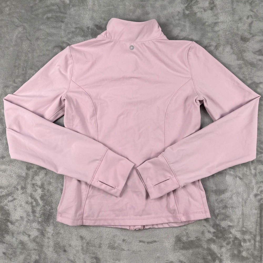 90 Degree by Reflex Lux Industry Jacket Pink Ruched Mock Neck Thumbholes Small - Picture 2 of 6